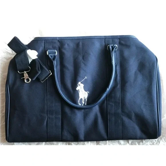 POLO Ralph Lauren Cologne Duffle Gym Carry On Weekender Travel Bag Navy Blue New Bags